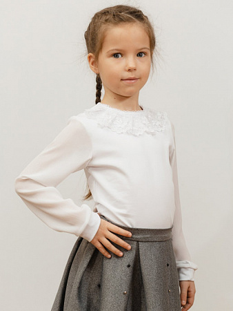 картинка Блузка трикотажная с кружевом для девочки ТМ &quot;Katasonov&quot; от магазина Katasonov